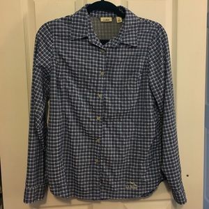 LL Bean Blue Plaid Button Down